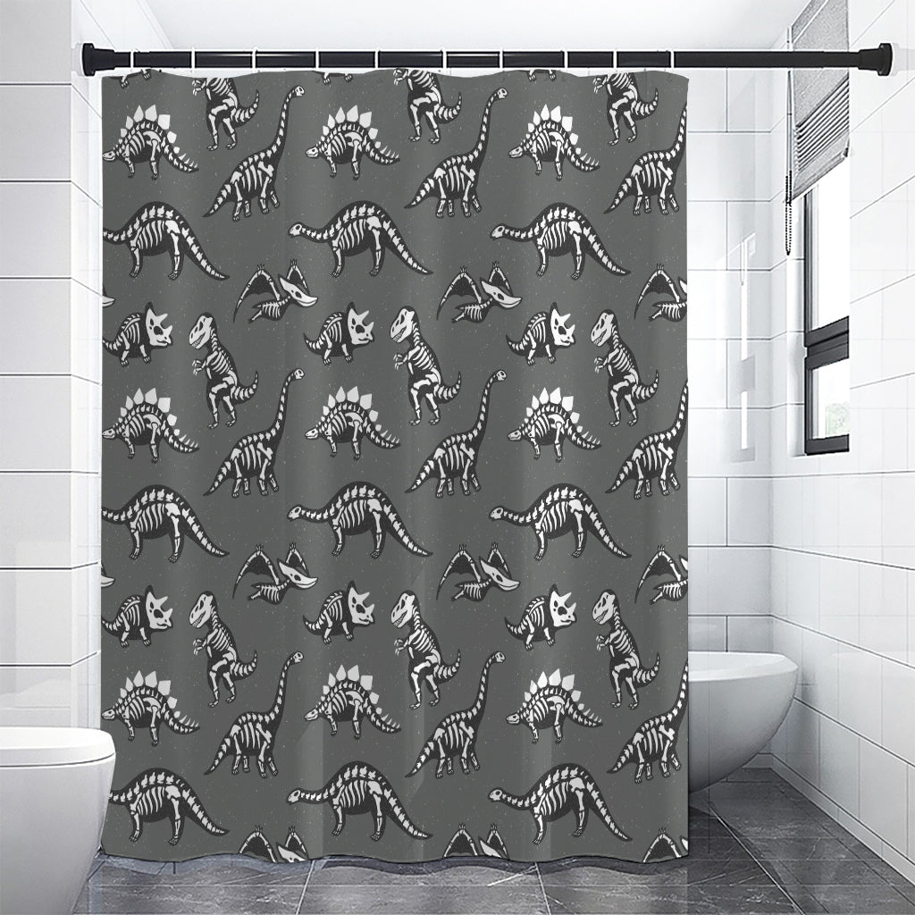 Dinosaur Fossil Pattern Print Premium Shower Curtain