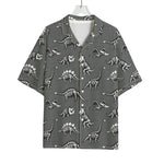 Dinosaur Fossil Pattern Print Rayon Hawaiian Shirt