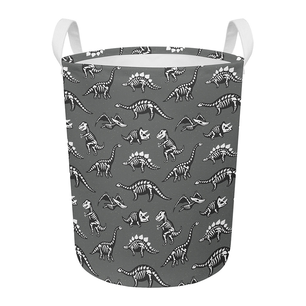 Dinosaur Fossil Pattern Print Round Laundry Basket