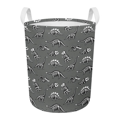 Dinosaur Fossil Pattern Print Round Laundry Basket