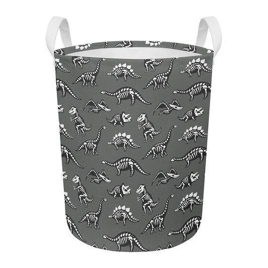 Dinosaur Fossil Pattern Print Round Laundry Basket