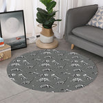 Dinosaur Fossil Pattern Print Round Rug