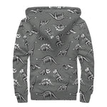 Dinosaur Fossil Pattern Print Sherpa Lined Zip Up Hoodie