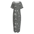Dinosaur Fossil Pattern Print Short Sleeve Long Nightdress