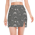 Dinosaur Fossil Pattern Print Side Slit Mini Skirt