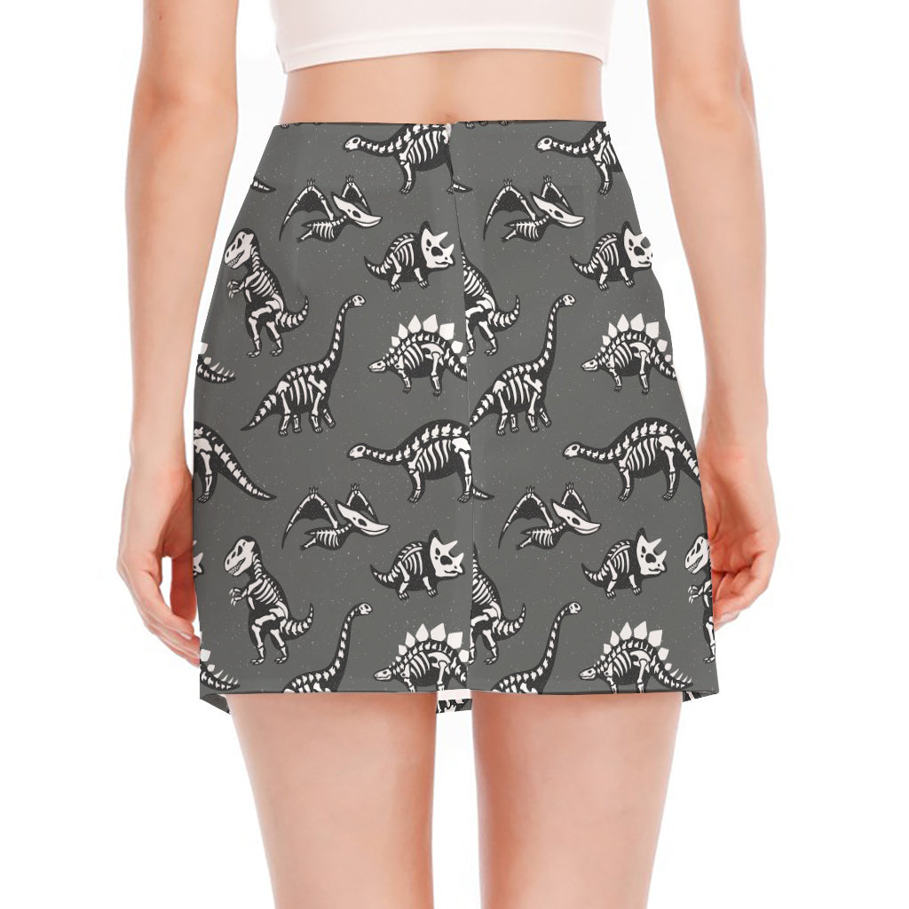 Dinosaur Fossil Pattern Print Side Slit Mini Skirt