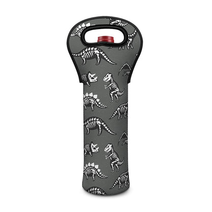 Dinosaur Fossil Pattern Print Single Neoprene Wine Tote