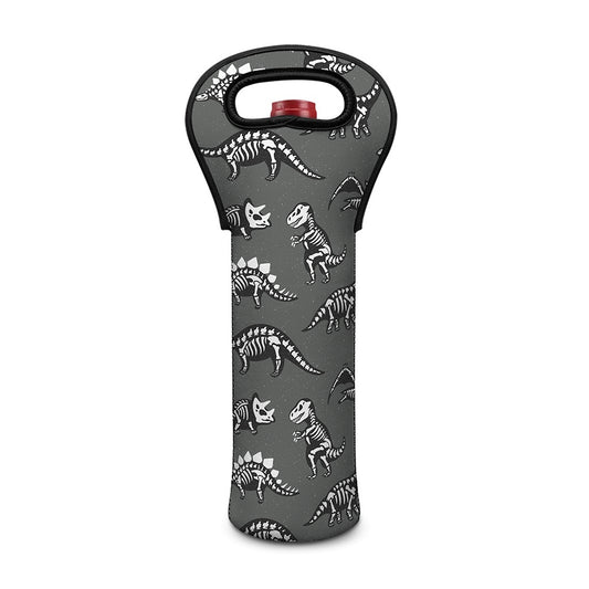 Dinosaur Fossil Pattern Print Single Neoprene Wine Tote