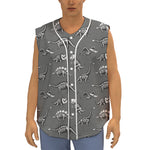 Dinosaur Fossil Pattern Print Sleeveless Baseball Jersey