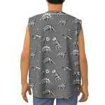 Dinosaur Fossil Pattern Print Sleeveless Baseball Jersey