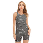 Dinosaur Fossil Pattern Print Sleeveless One Piece Swimsuit