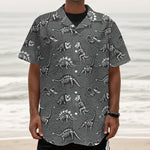 Dinosaur Fossil Pattern Print Textured Short Sleeve Shirt