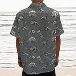 Dinosaur Fossil Pattern Print Textured Short Sleeve Shirt