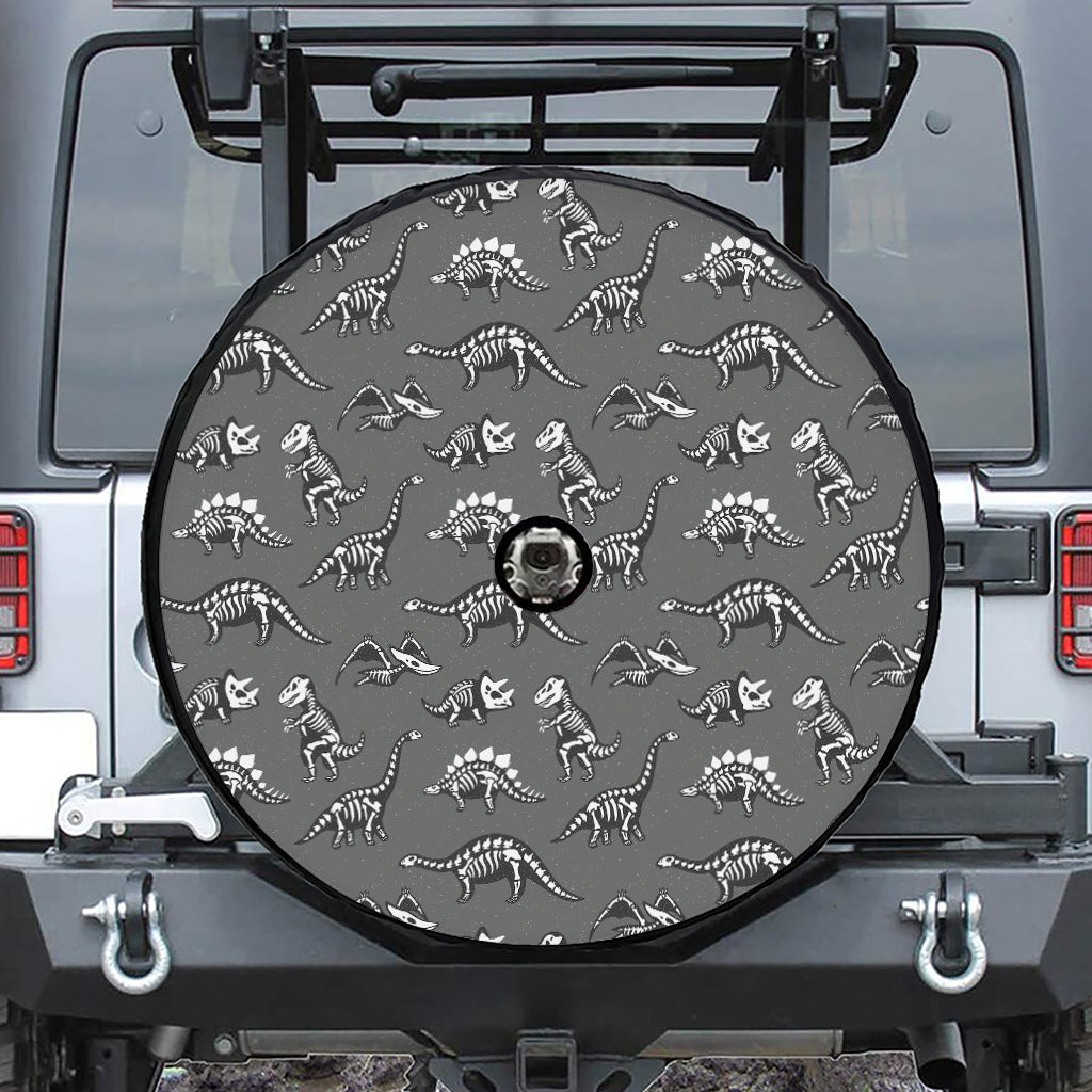 Dinosaur Fossil Pattern Print Tire Cover With Camera Hole