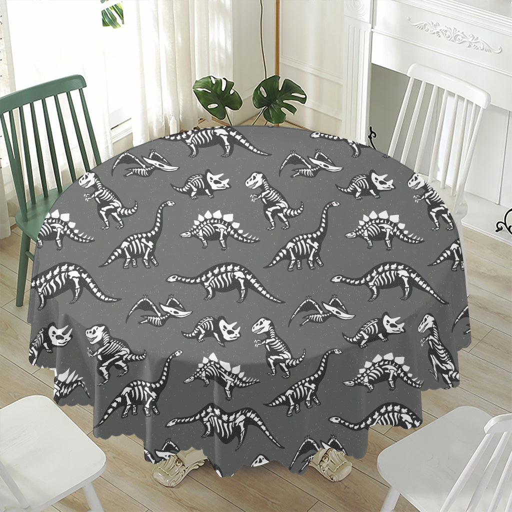 Dinosaur Fossil Pattern Print Waterproof Round Tablecloth