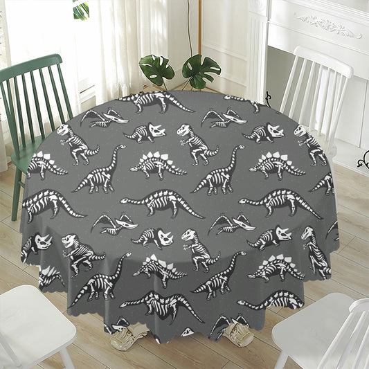 Dinosaur Fossil Pattern Print Waterproof Round Tablecloth