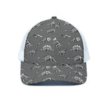 Dinosaur Fossil Pattern Print White Mesh Trucker Cap