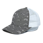 Dinosaur Fossil Pattern Print White Mesh Trucker Cap