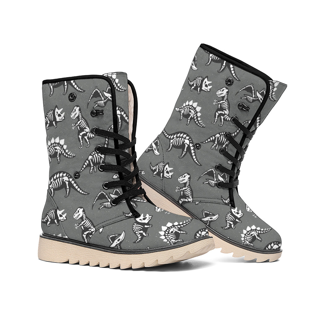 Dinosaur Fossil Pattern Print Winter Boots