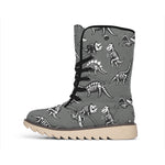 Dinosaur Fossil Pattern Print Winter Boots