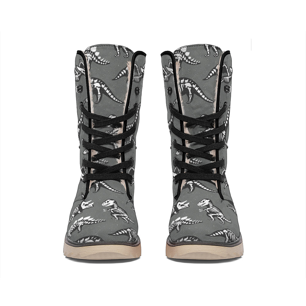 Dinosaur Fossil Pattern Print Winter Boots
