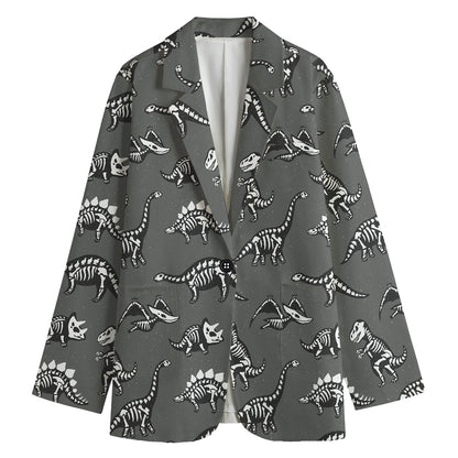 Dinosaur Fossil Pattern Print Women's Blazer