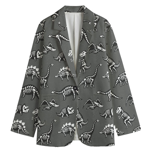 Dinosaur Fossil Pattern Print Women's Blazer