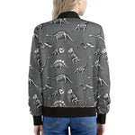 Dinosaur Fossil Pattern Print Women's Bomber Jacket