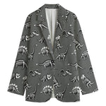 Dinosaur Fossil Pattern Print Women's Cotton Blazer