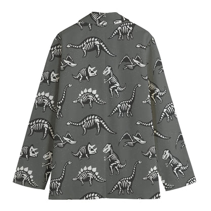 Dinosaur Fossil Pattern Print Women's Cotton Blazer