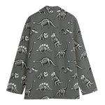 Dinosaur Fossil Pattern Print Women's Cotton Blazer