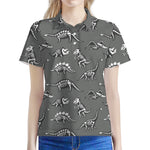Dinosaur Fossil Pattern Print Women's Polo Shirt