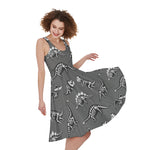 Dinosaur Fossil Pattern Print Women's Sleeveless Dress