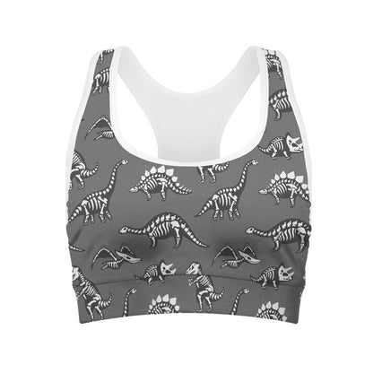 Dinosaur Fossil Pattern Print Women's Sports Bra
