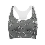 Dinosaur Fossil Pattern Print Women's Sports Bra