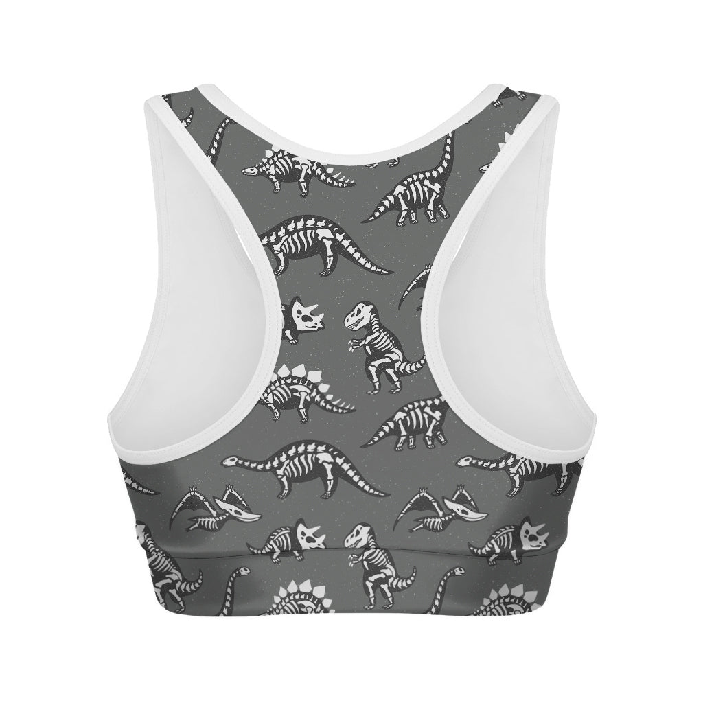 Dinosaur Fossil Pattern Print Women's Sports Bra