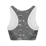 Dinosaur Fossil Pattern Print Women's Sports Bra