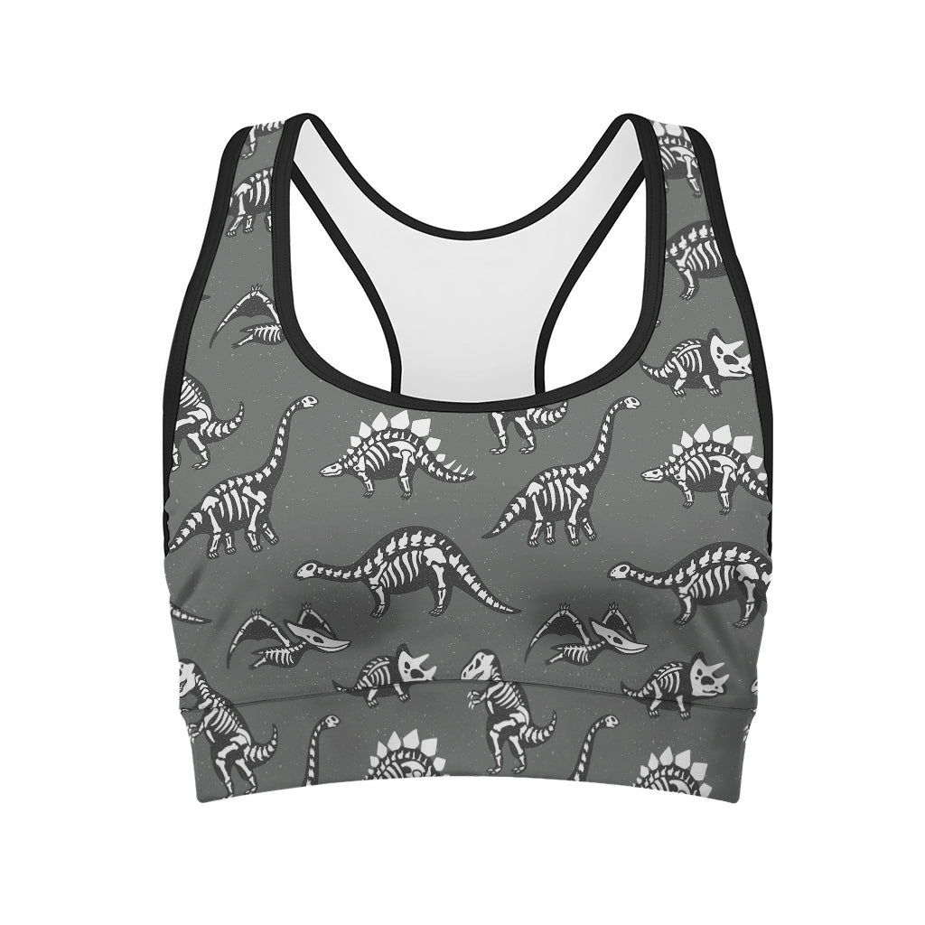Dinosaur Fossil Pattern Print Women's Sports Bra