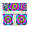 Dizzy Circle Moving Optical Illusion 3 Piece Kitchen Curtains