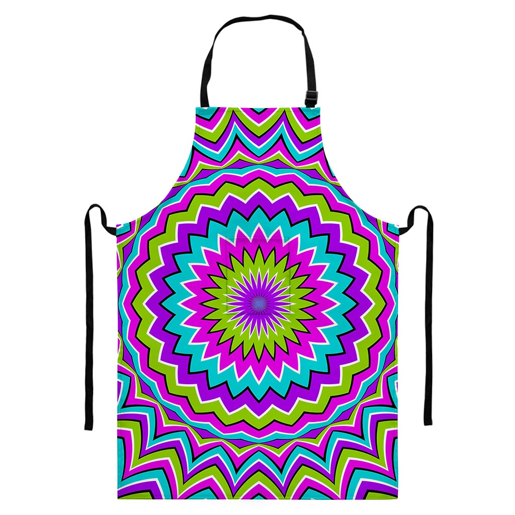Dizzy Circle Moving Optical Illusion Bib Apron With Pocket