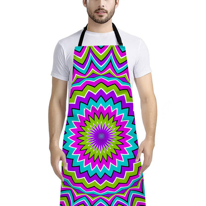 Dizzy Circle Moving Optical Illusion Bib Apron With Pocket