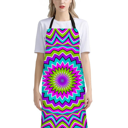Dizzy Circle Moving Optical Illusion Bib Apron With Pocket