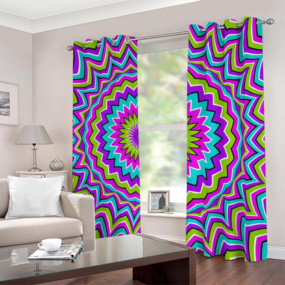 Dizzy Circle Moving Optical Illusion Blackout Grommet Curtains