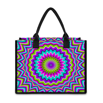Dizzy Circle Moving Optical Illusion Canvas Tote Bag