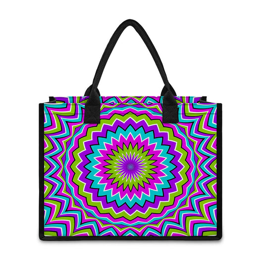 Dizzy Circle Moving Optical Illusion Canvas Tote Bag