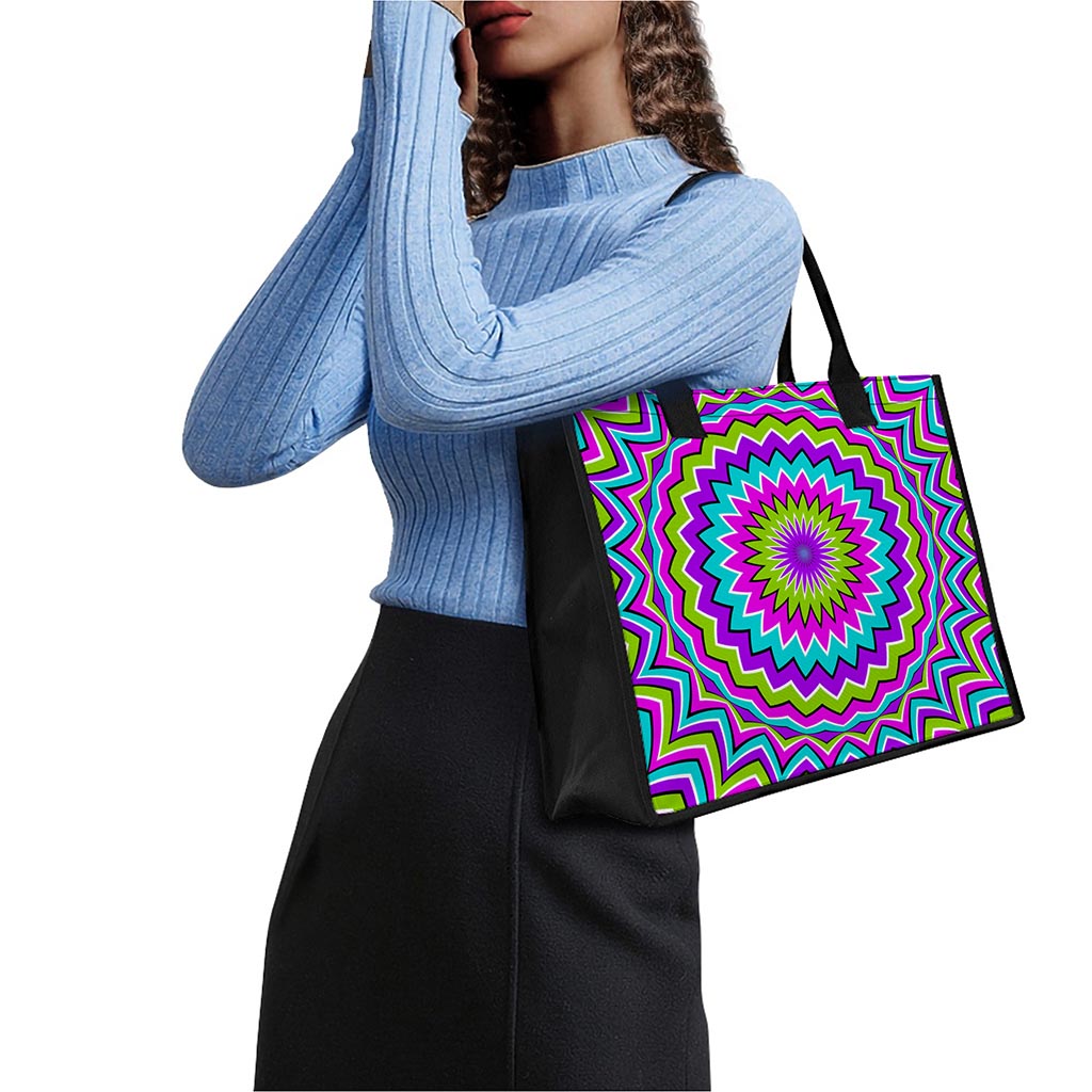 Dizzy Circle Moving Optical Illusion Canvas Tote Bag