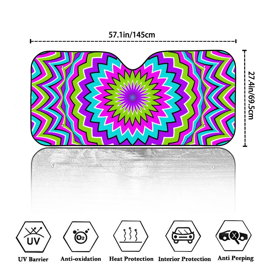 Dizzy Circle Moving Optical Illusion Car Windshield Sun Shade