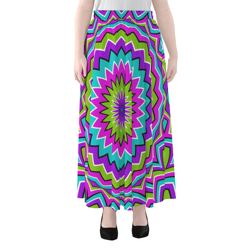 Dizzy Circle Moving Optical Illusion Chiffon Maxi Skirt