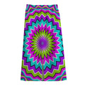 Dizzy Circle Moving Optical Illusion Cotton Front Slit Maxi Skirt