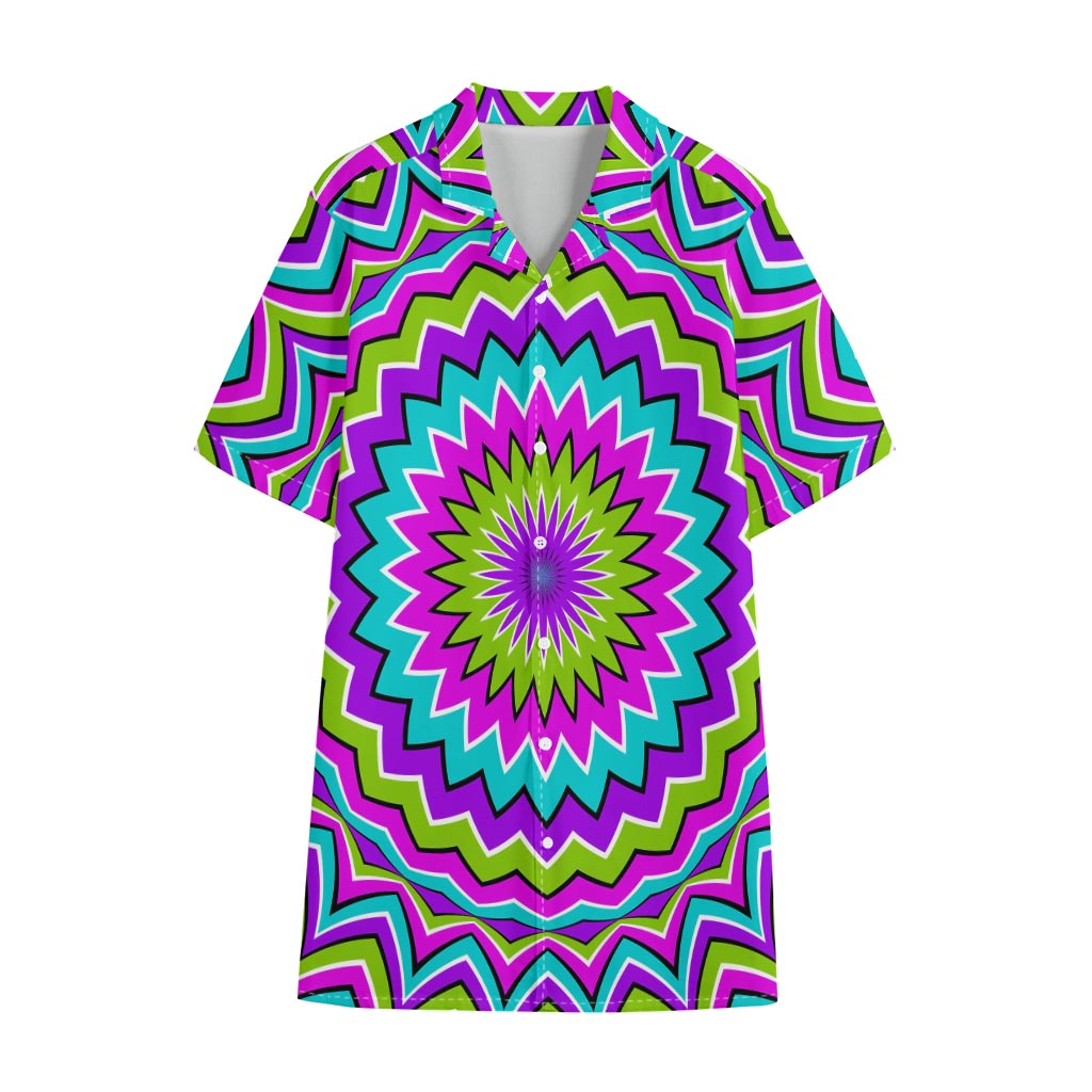 Dizzy Circle Moving Optical Illusion Cotton Hawaiian Shirt